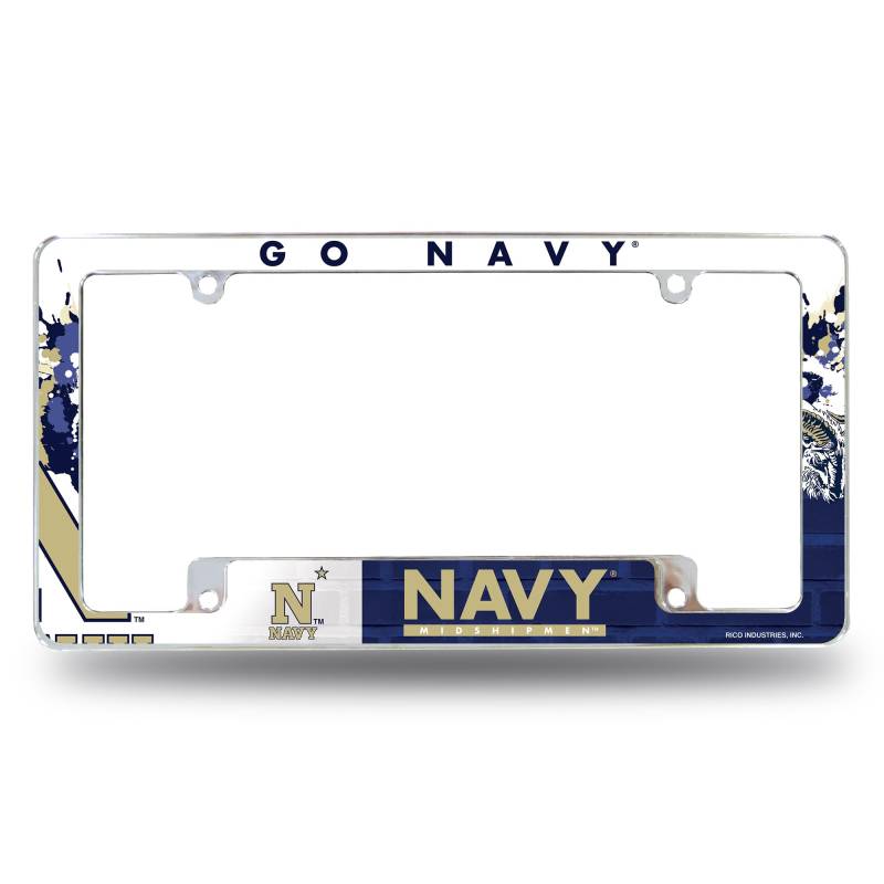 Rico Industries NCAA Naval Academy Midshipmen Primary 30,5 x 15,2 cm Chrom Allover Automotive Kennzeichenrahmen für Auto/LKW/SUV von Rico Industries