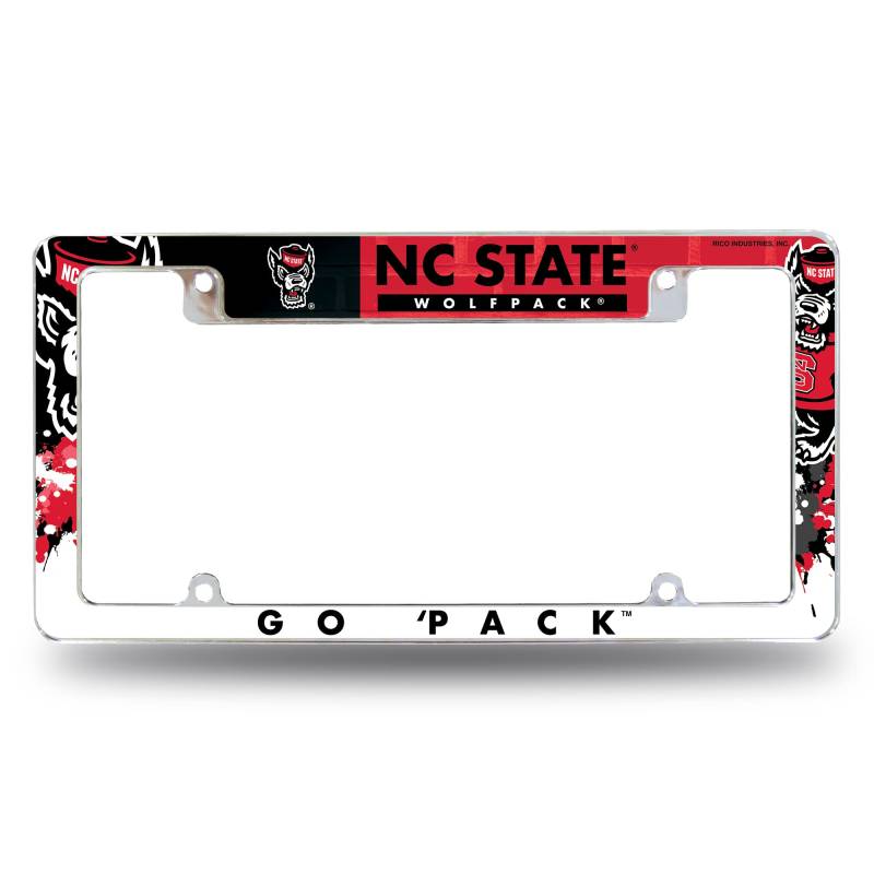 Rico Industries NCAA North Carolina State Wolfpack Tuffy Head Logo 12" x 6" Chrome All Over Automotive License Plate Frame for Car/Truck/SUV von Rico Industries