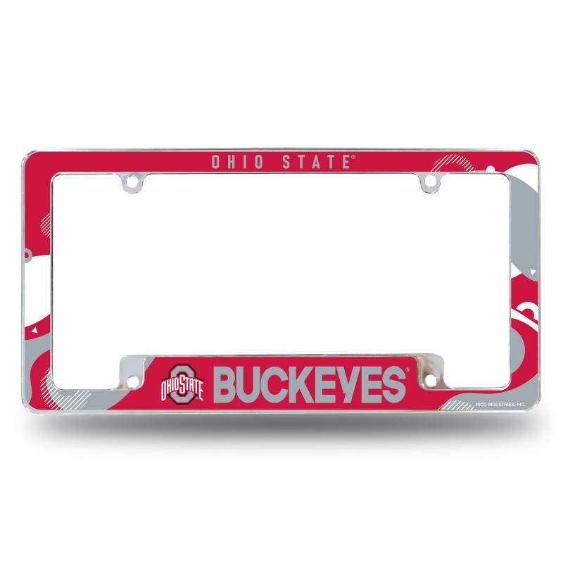 Rico Industries NCAA Ohio State Buckeyes Wave 12" x 6" Chrome All Over Automotive License Plate Frame for Car/Truck/SUV von Rico Industries