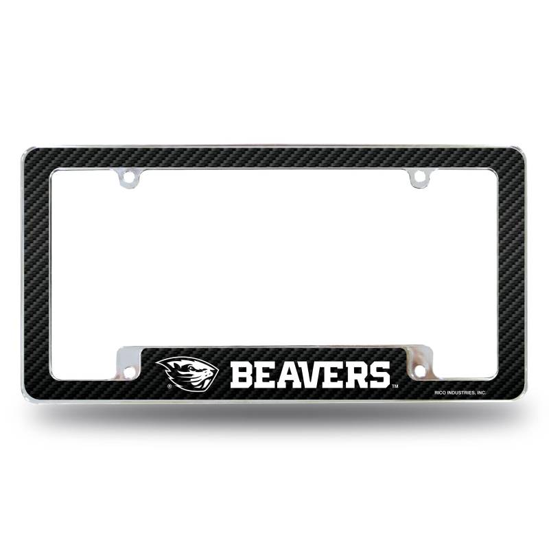 Rico Industries NCAA Oregon State Beavers Carbon Fiber 12" x 6" Chrome All Over Automotive License Plate Frame for Car/Truck/SUV von Rico Industries