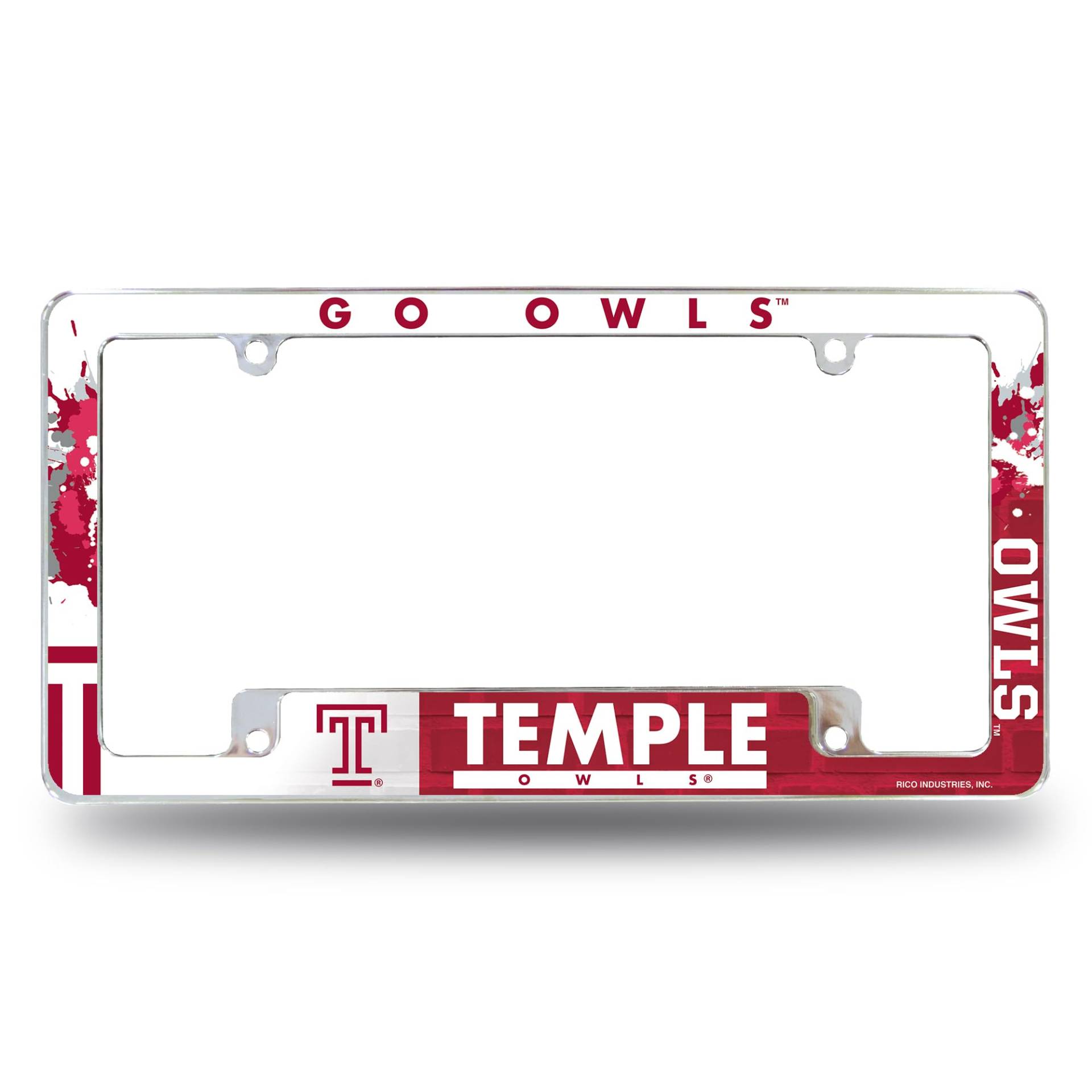 Rico Industries NCAA Temple Owls Primary 30,5 x 15,2 cm Chrom Allover-Kennzeichenrahmen für Auto/LKW/SUV von Rico Industries