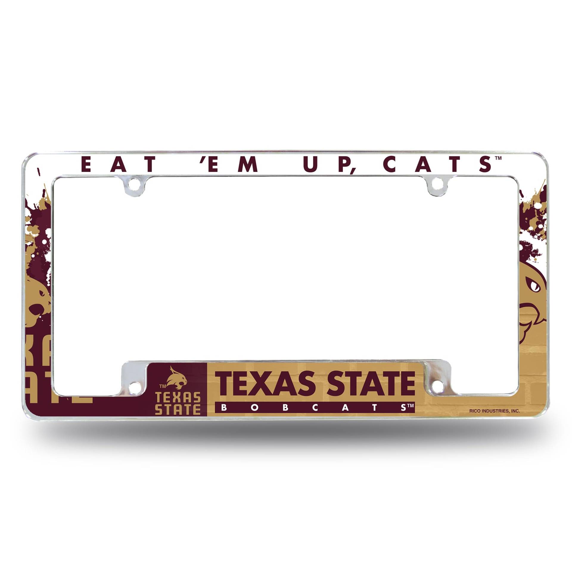 Rico Industries NCAA Texas State Bobcats Primary 12" x 6" Chrome All Over Automotive License Plate Frame for Car/Truck/SUV von Rico Industries