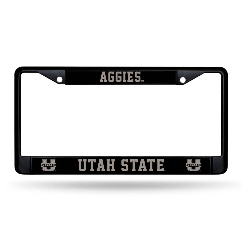 Rico Industries NCAA Utah State Aggies schwarzer Chromrahmen mit bedruckten Einsätzen, 30,5 x 15,2 cm, Auto-Zubehör für Auto/LKW von Rico Industries