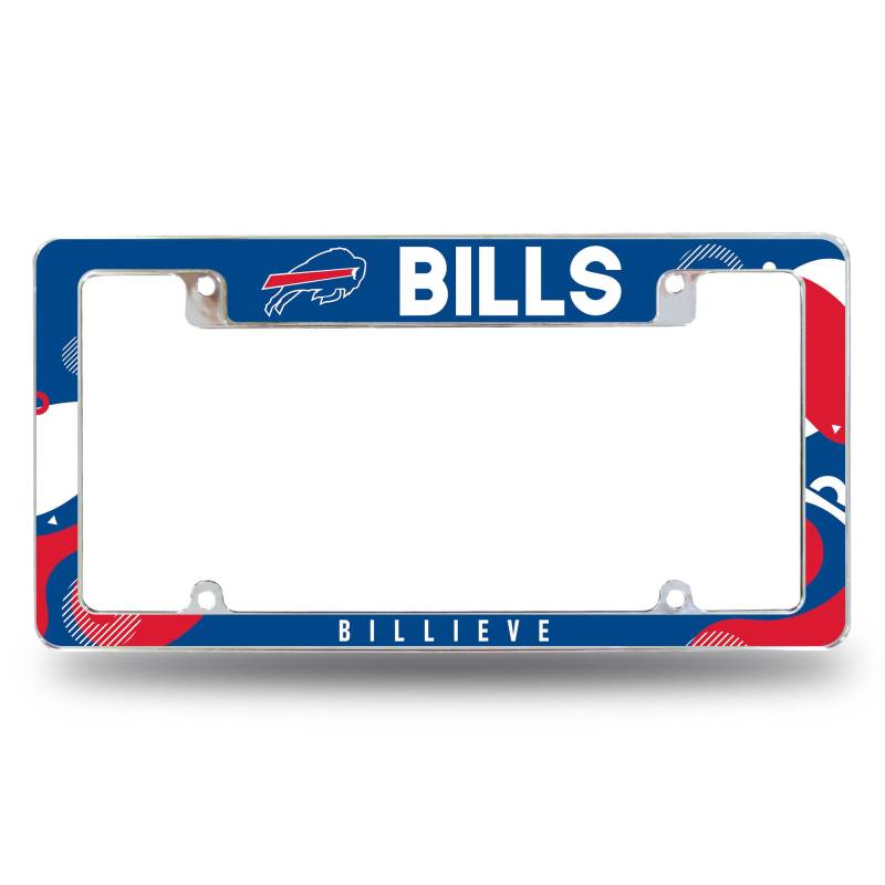 Rico Industries NFL Football Buffalo Bills Wave 30,5 x 15,2 cm Chrom All Over Automotive Kennzeichenrahmen für Auto/LKW/SUV von Rico Industries