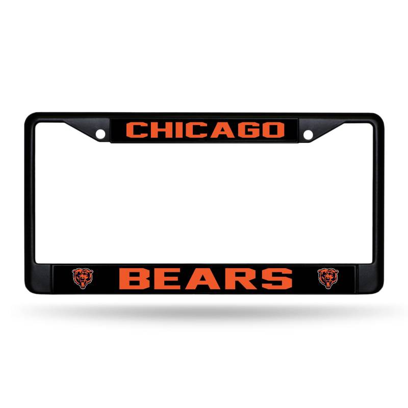 Rico Industries NFL Football Chicago Bears schwarzer Chromrahmen mit bedruckten Einsätzen, 30,5 x 15,2 cm, Auto-Zubehör von Rico Industries