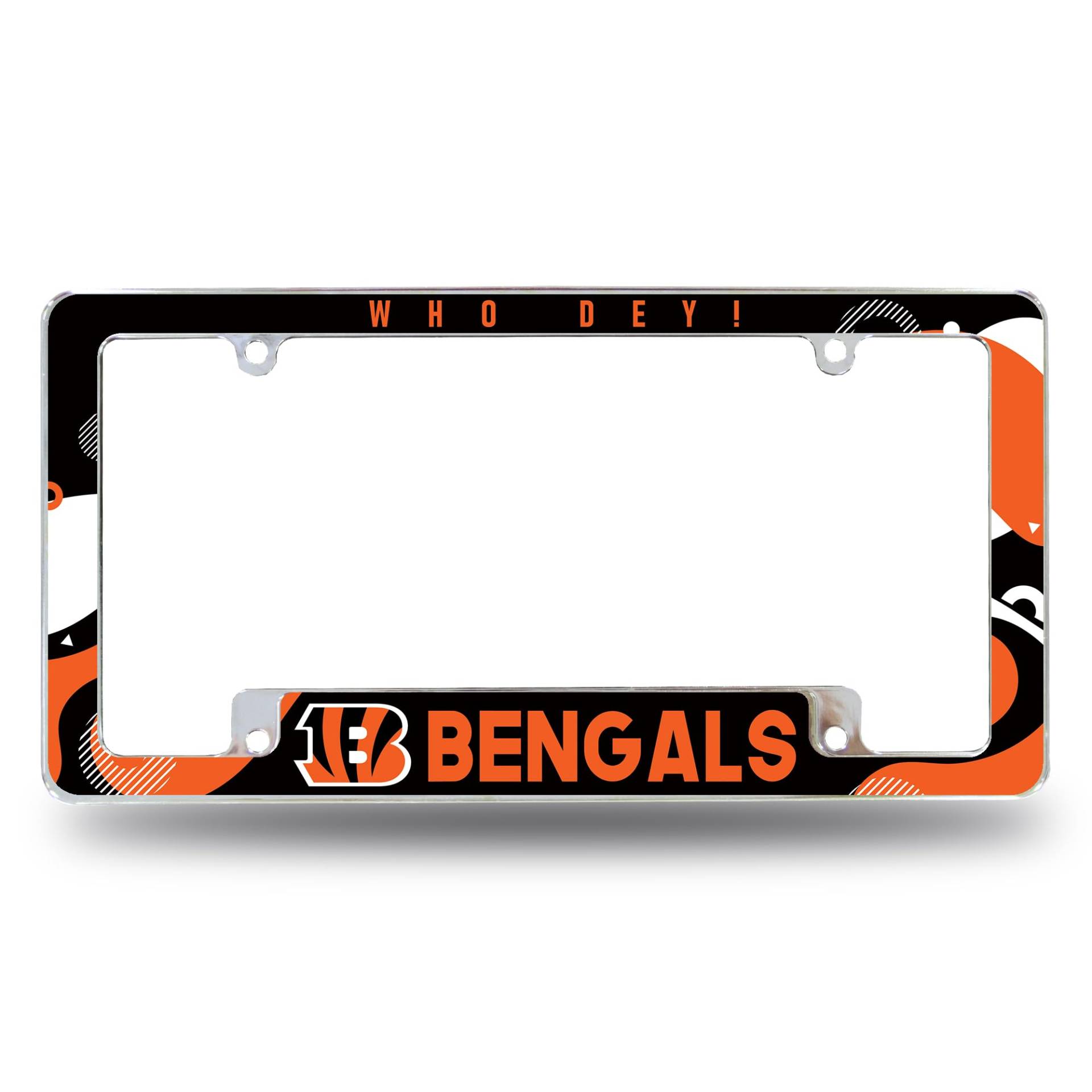 Rico Industries NFL Football Cincinnati Bengals Wave 30,5 x 15,2 cm Chrom Allover-Kennzeichenrahmen für Auto/LKW/SUV von Rico Industries