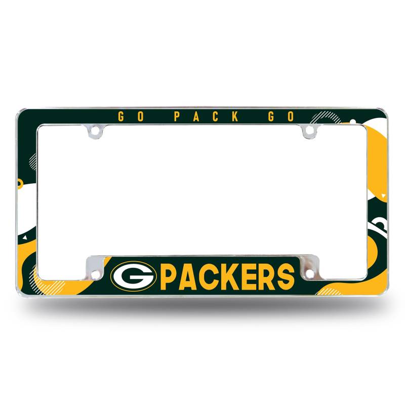 Rico Industries NFL Football Green Bay Packers Wave 30,5 x 15,2 cm Chrom Allover-Kennzeichenrahmen für Auto/LKW/SUV von Rico Industries