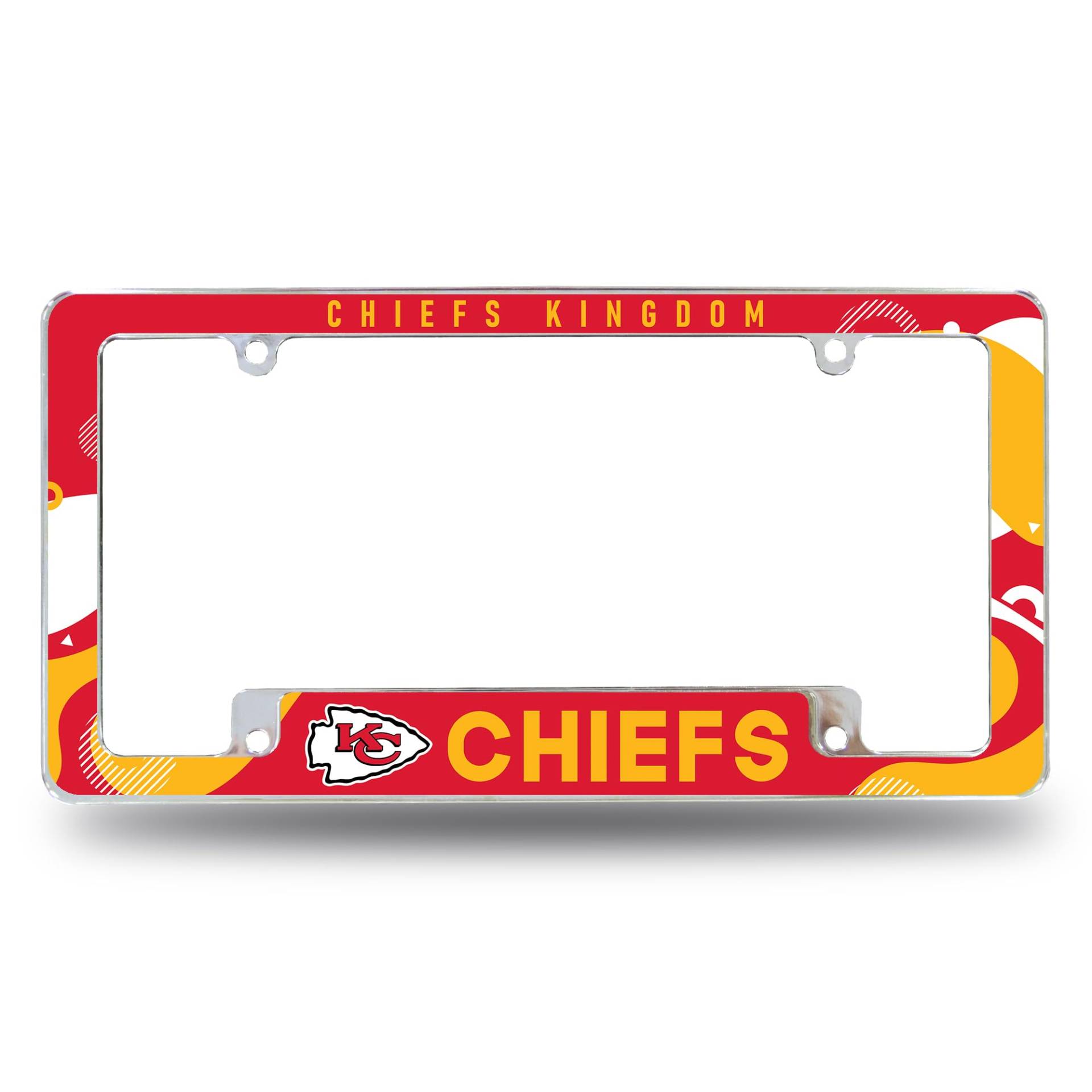 Rico Industries NFL Football Kansas City Chiefs Wave 30,5 x 15,2 cm Chrom All Over Automotive Kennzeichenrahmen für Auto/LKW/SUV von Rico Industries