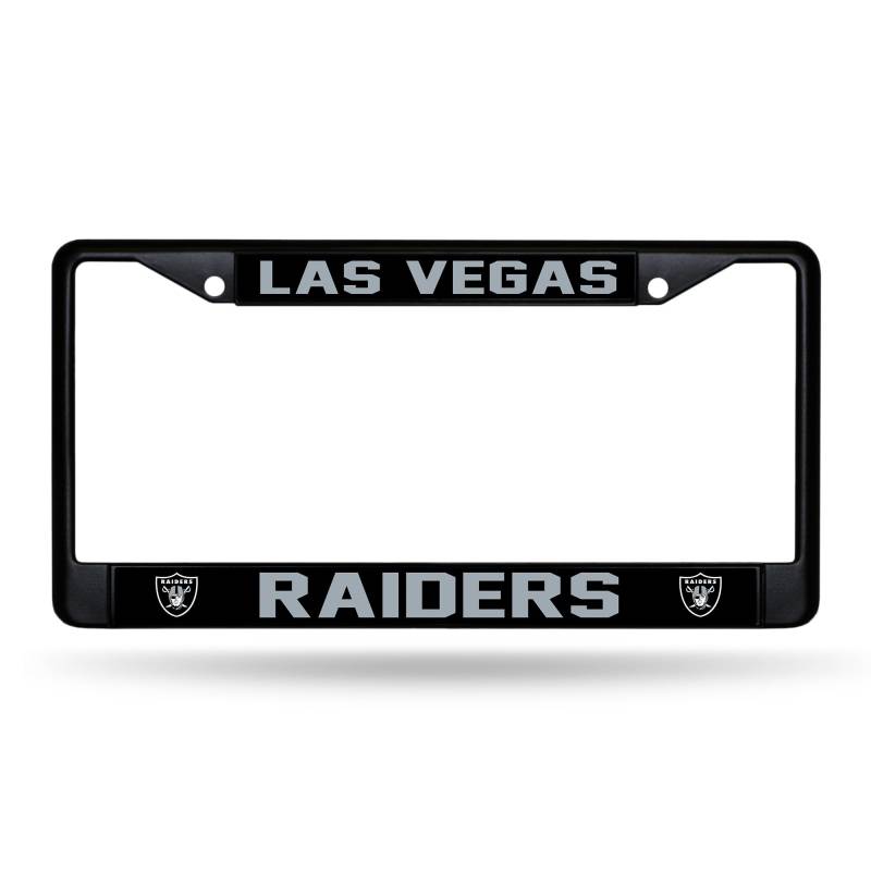 Rico Industries NFL Football Las Vegas Raiders schwarzer Chromrahmen mit bedruckten Einsätzen, 30,5 x 15,2 cm, Auto-Zubehör von Rico Industries