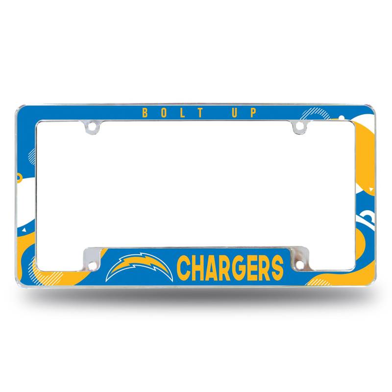 Rico Industries NFL Football Los Angeles Chargers Wave 30,5 x 15,2 cm Chrom All Over Automotive Kennzeichenrahmen für Auto/LKW/SUV von Rico Industries