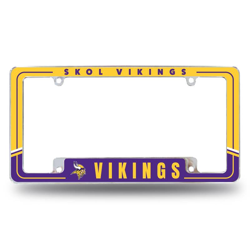 Rico Industries NFL Football Minnesota Vikings Zweifarbiger 30,5 x 15,2 cm Chrom-Kennzeichenrahmen für Auto/LKW/SUV von Rico Industries