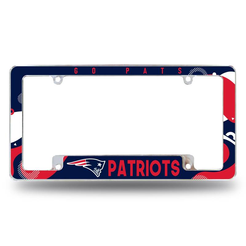 Rico Industries NFL Football New England Patriots Wave 30,5 x 15,2 cm Chrom All Over Automotive Kennzeichenrahmen für Auto/LKW/SUV von Rico Industries