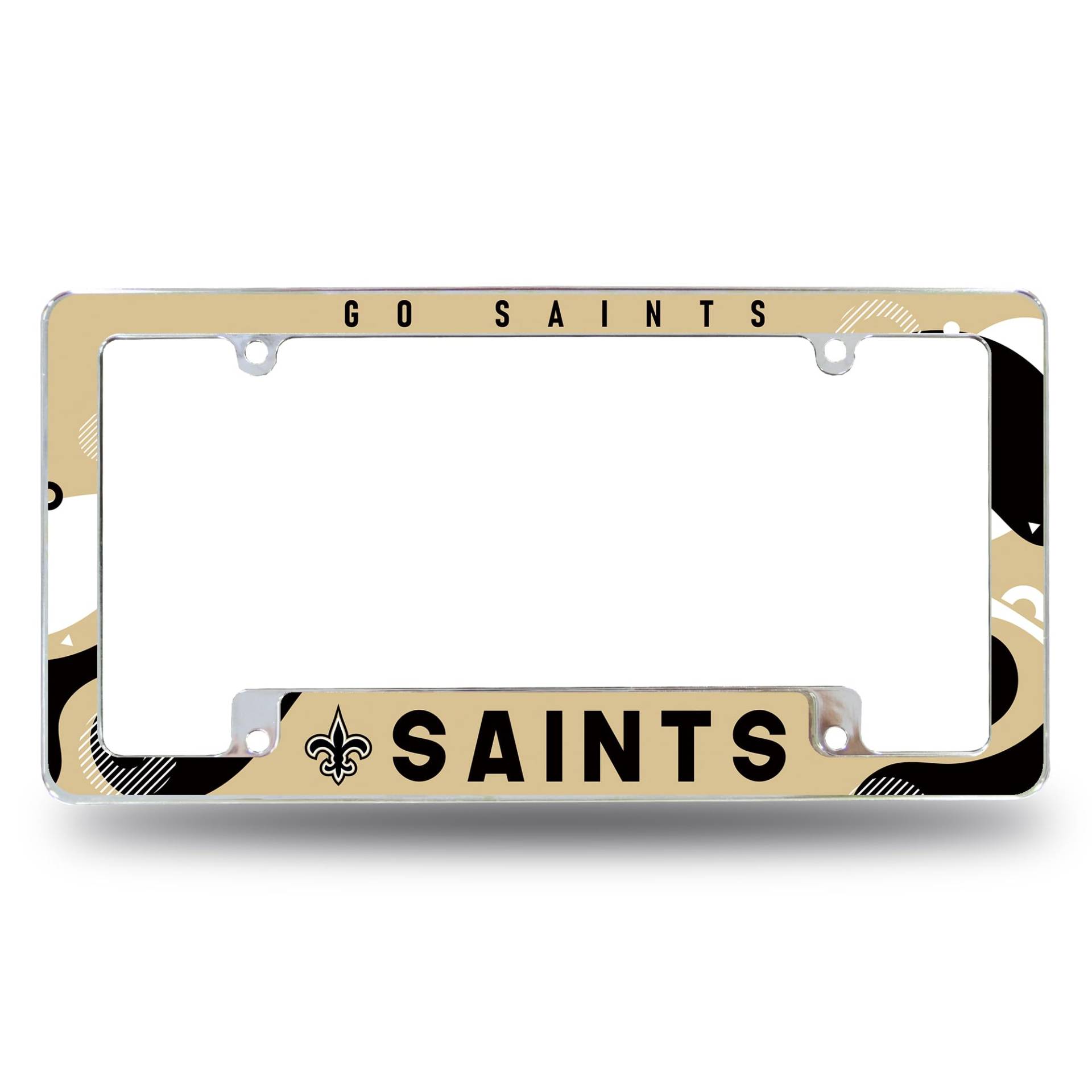 Rico Industries NFL Football New Orleans Saints Wave 30,5 x 15,2 cm Chrom All Over Automotive Kennzeichenrahmen für Auto/LKW/SUV von Rico Industries