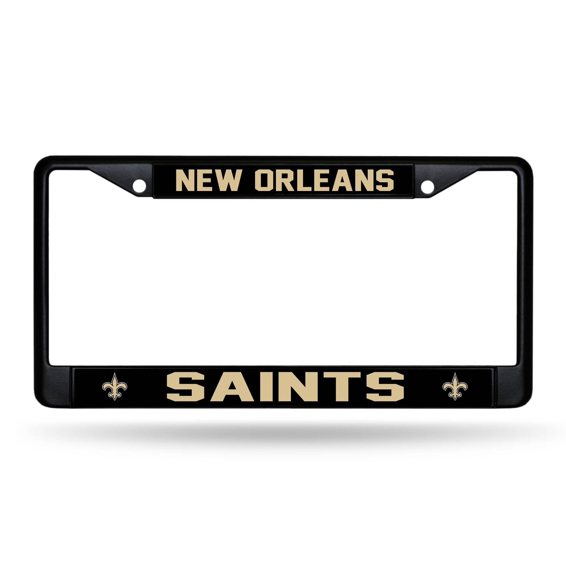 Rico Industries NFL Football New Orleans Saints schwarzer Chromrahmen mit bedruckten Einsätzen, 30,5 x 15,2 cm, Auto-Zubehör von Rico Industries