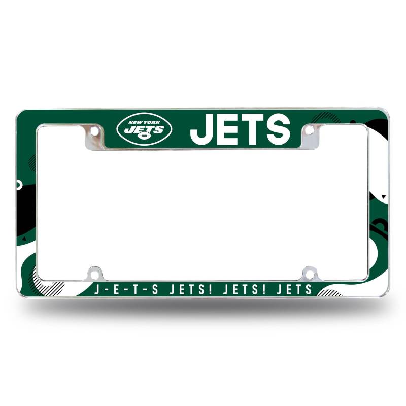 Rico Industries NFL Football New York Jets Wave 30,5 x 15,2 cm Chrom All Over Automotive Kennzeichenrahmen für Auto/LKW/SUV von Rico Industries