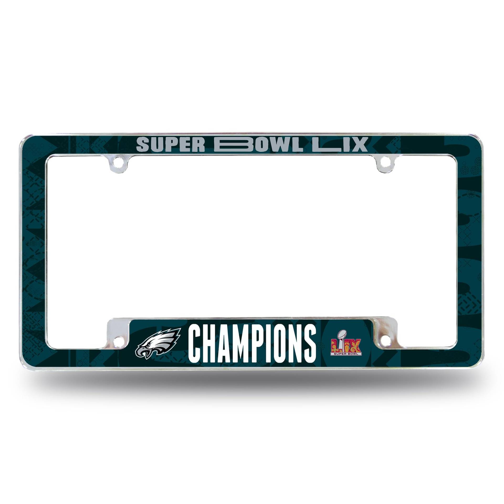 Rico Industries NFL Football Philadelphia Eagles 2025 Super Bowl LIX Champions 30,5 x 15,2 cm Chrom All Over Automotive Kennzeichenrahmen für Auto/LKW/SUV von Rico Industries