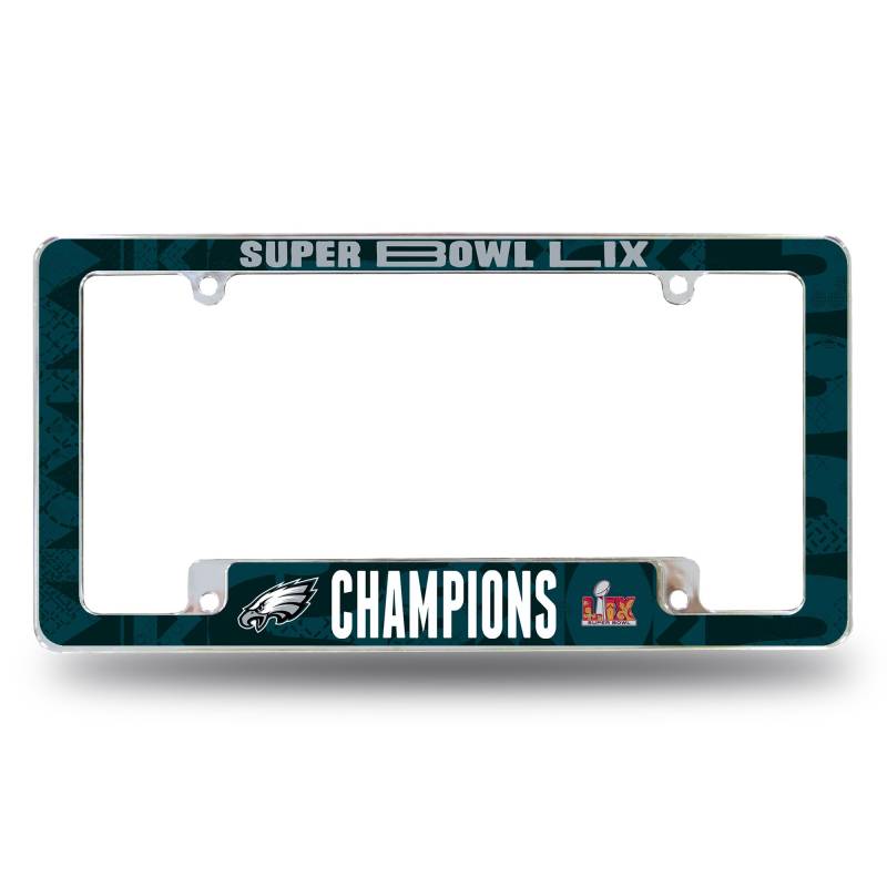 Rico Industries NFL Football Philadelphia Eagles 2025 Super Bowl LIX Champions 30,5 x 15,2 cm Chrom All Over Automotive Kennzeichenrahmen für Auto/LKW/SUV von Rico Industries