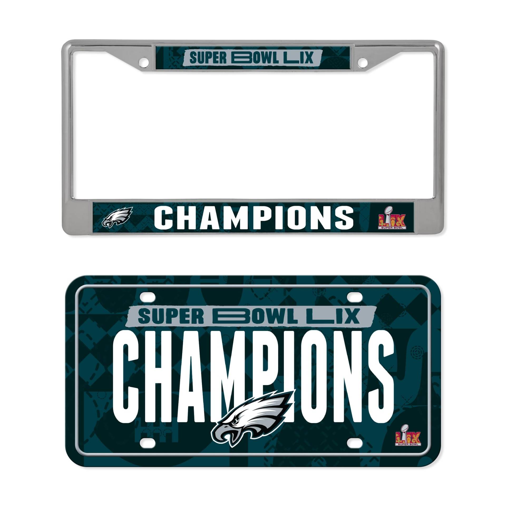 Rico Industries NFL Football Philadelphia Eagles 2025 Super Bowl LIX Champions 30,5 x 15,2 cm Chromrahmen und Metallanhänger von Rico Industries