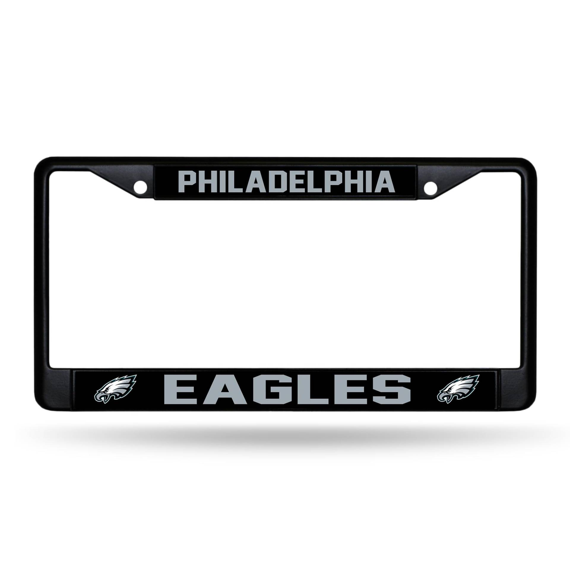 Rico Industries NFL Football Philadelphia Eagles schwarzer Chromrahmen mit bedruckten Einsätzen, 30,5 x 15,2 cm, Auto-Zubehör von Rico Industries