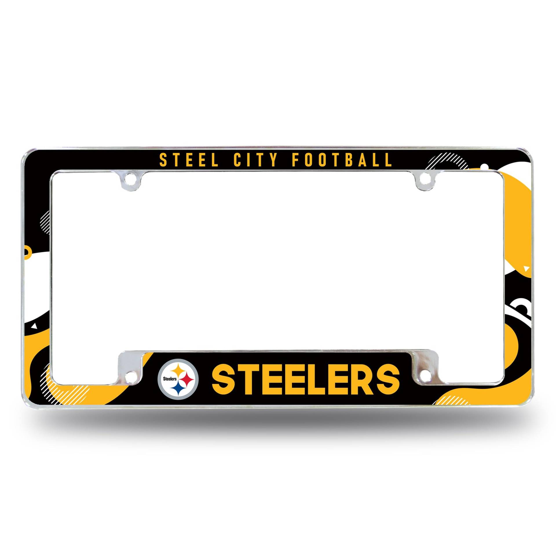 Rico Industries NFL Football Pittsburgh Steelers Wave 30,5 x 15,2 cm Chrom All Over Automotive Kennzeichenrahmen für Auto/LKW/SUV von Rico Industries