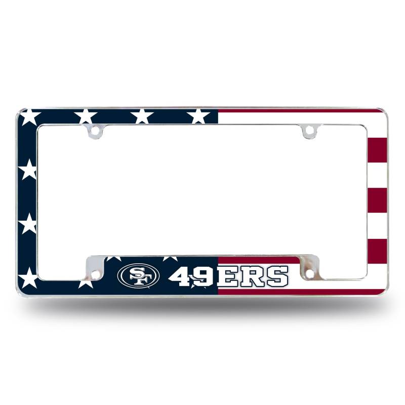 Rico Industries NFL Football San Francisco 49ers Patriotic 30,5 x 15,2 cm Chrom Allover Automotive Kennzeichenrahmen für Auto/LKW/SUV von Rico Industries