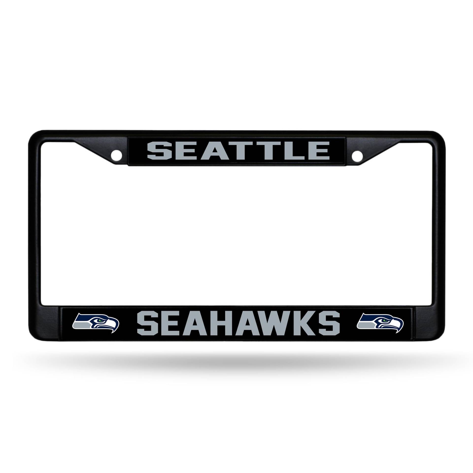 Rico Industries NFL Football Seattle Seahawks schwarzer Chromrahmen mit bedruckten Einsätzen, 30,5 x 15,2 cm, Auto-Zubehör von Rico Industries