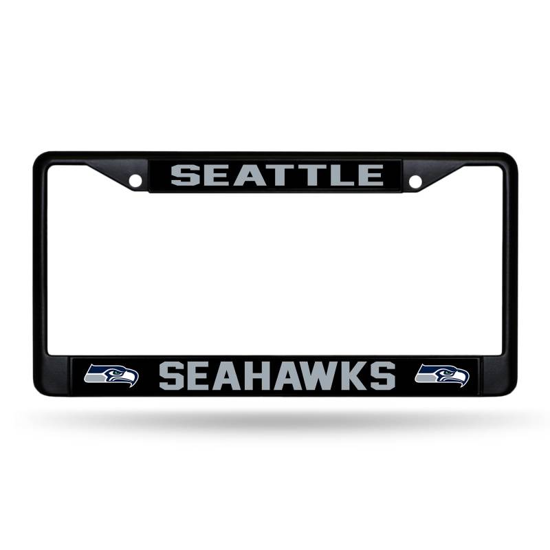 Rico Industries NFL Football Seattle Seahawks schwarzer Chromrahmen mit bedruckten Einsätzen, 30,5 x 15,2 cm, Auto-Zubehör von Rico Industries