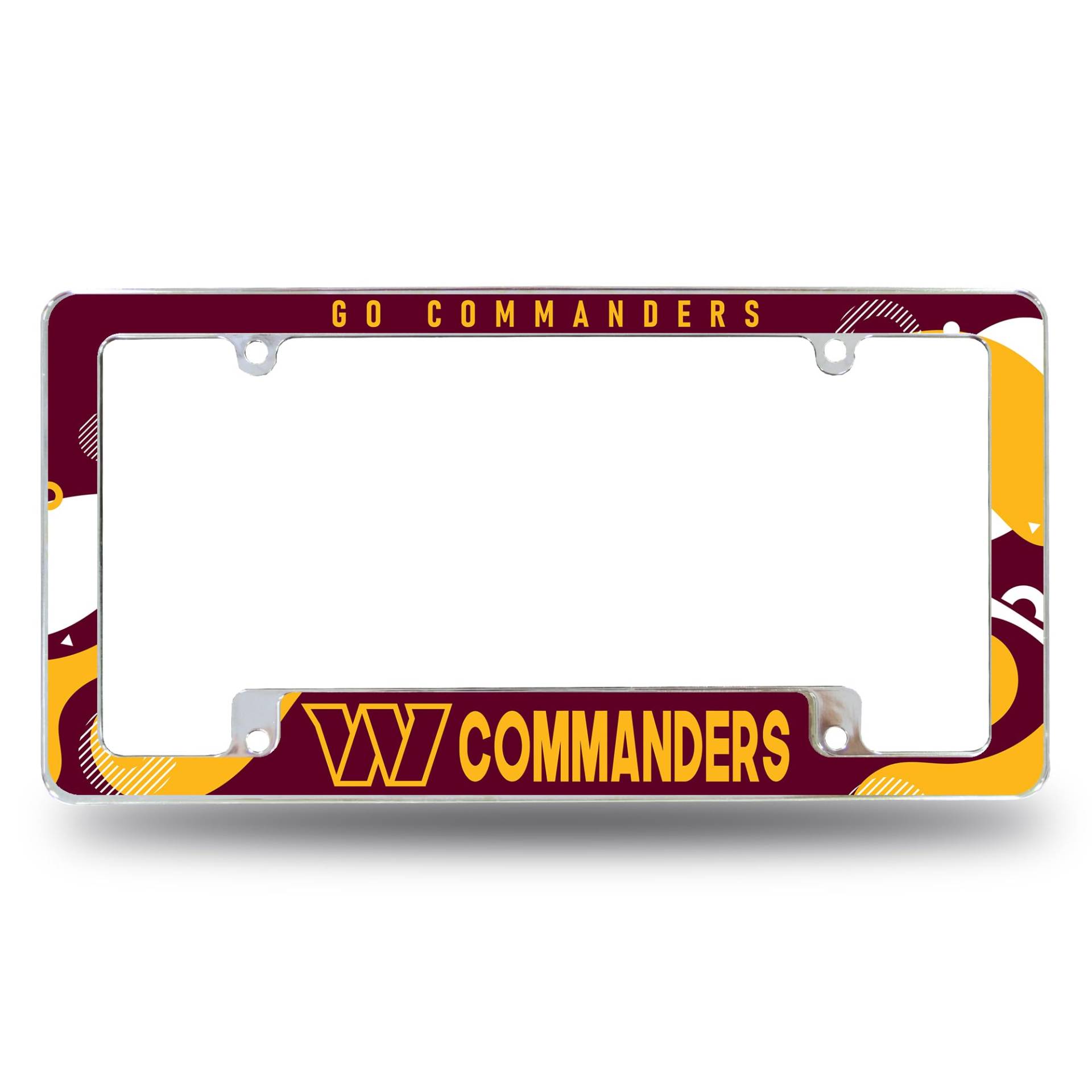 Rico Industries NFL Football Washington Commanders Wave 30,5 x 15,2 cm Chrom All Over Automotive Kennzeichenrahmen für Auto/LKW/SUV von Rico Industries