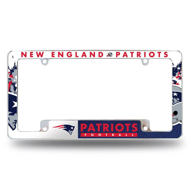 Rico Industries NFL New England Patriots Primary 30,5 x 15,2 cm Chrom Allover Automotive Kennzeichenrahmen für Auto/LKW/SUV von Rico Industries