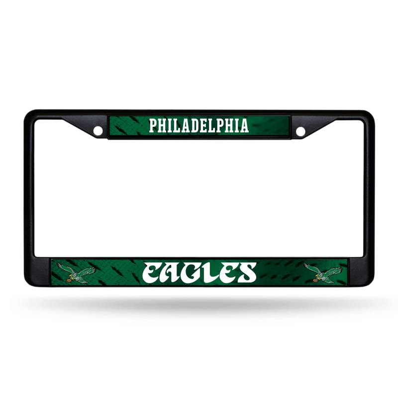 Rico Industries NFL Philadelphia Eagles Schwarz-Chrom-Rahmen, 30,5 x 15,2 cm, Auto-Zubehör für Auto/LKW, Schwarz von Rico Industries