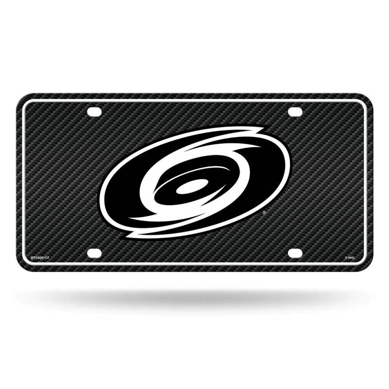 Rico Industries NHL Carolina Hurricanes Autoanhänger aus Karbonfaser, Metall, 21,6 x 27,9 cm, ideal für LKW/Auto/SUV von Rico Industries