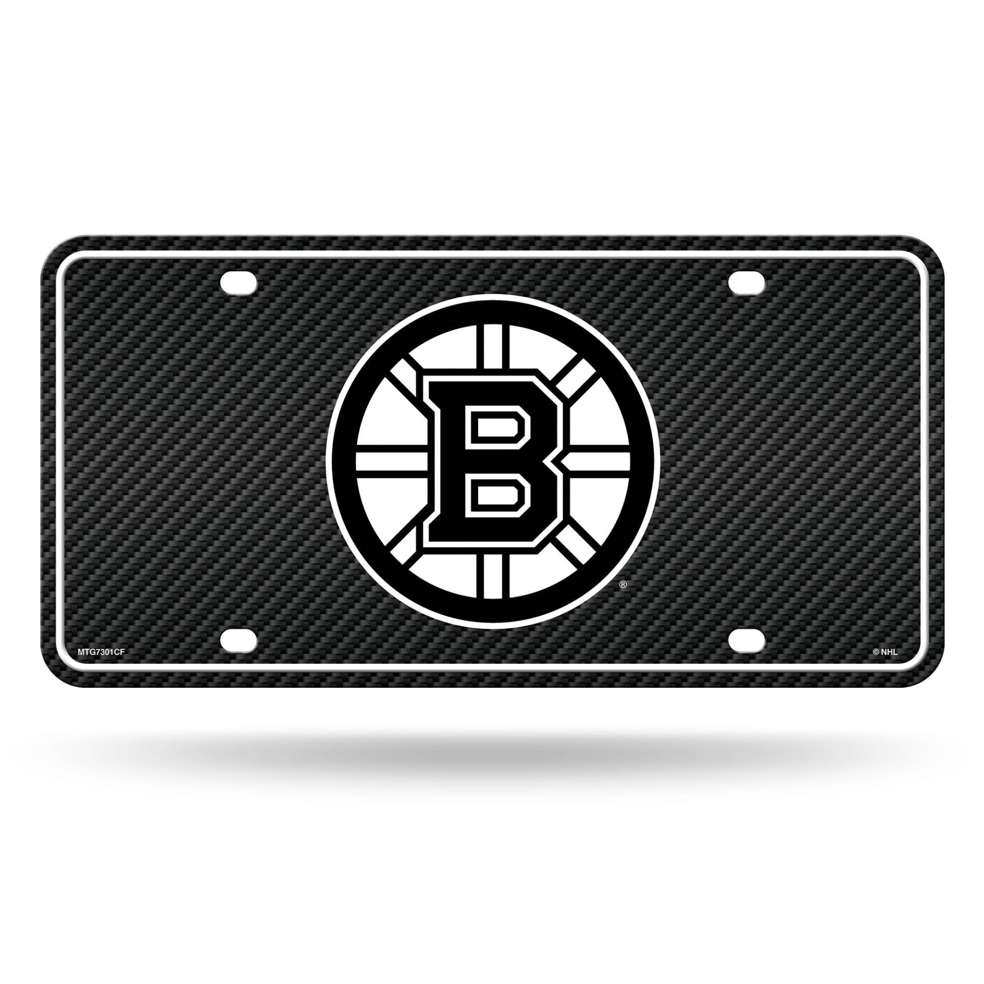 Rico Industries NHL Hockey Boston Bruins Autoanhänger aus Karbonfaser, Metall, 15,2 x 30,5 cm, ideal für LKW/Auto/SUV von Rico Industries