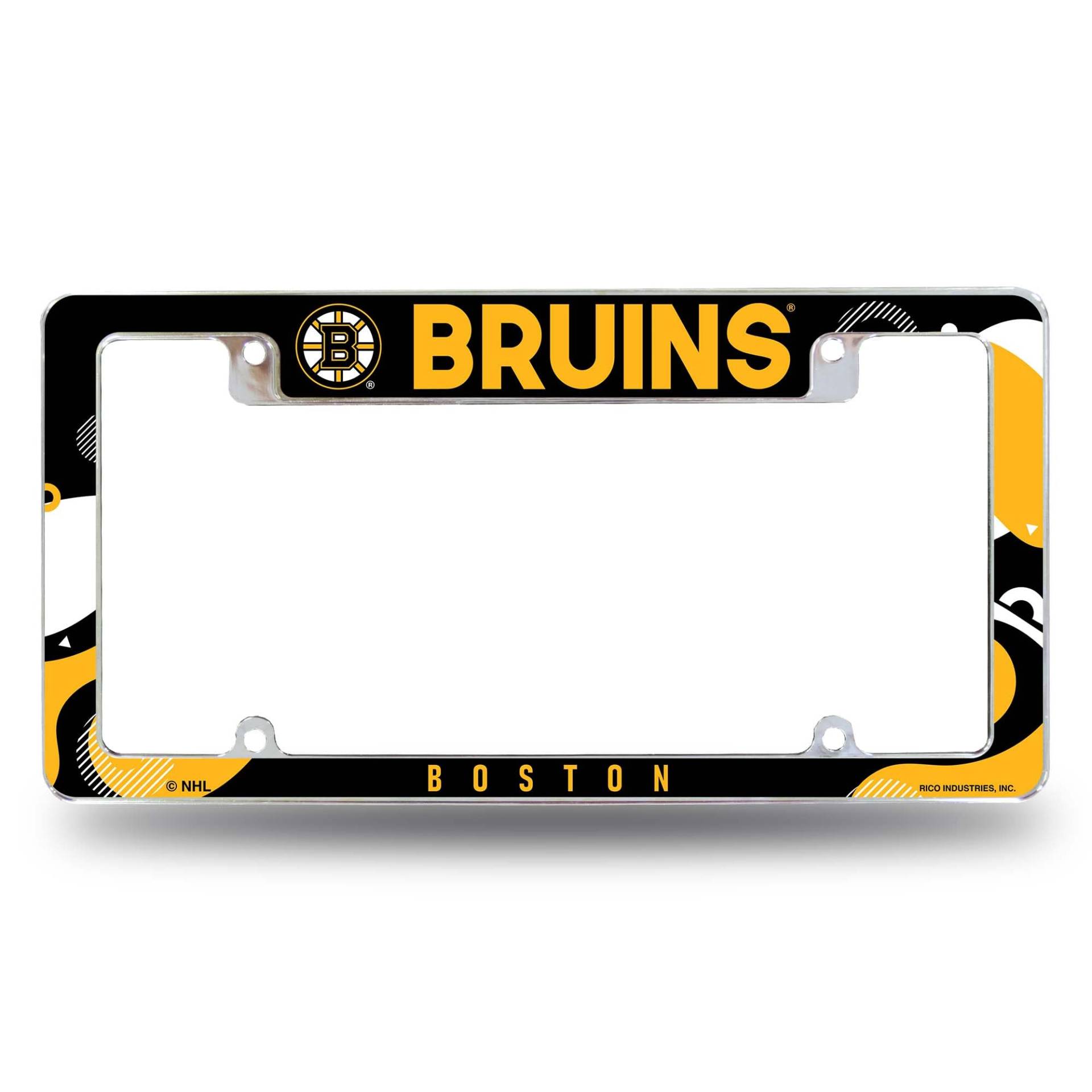 Rico Industries NHL Hockey Boston Bruins Wave 30,5 x 15,2 cm Chrom Allover-Kennzeichenrahmen für Auto/LKW/SUV von Rico Industries