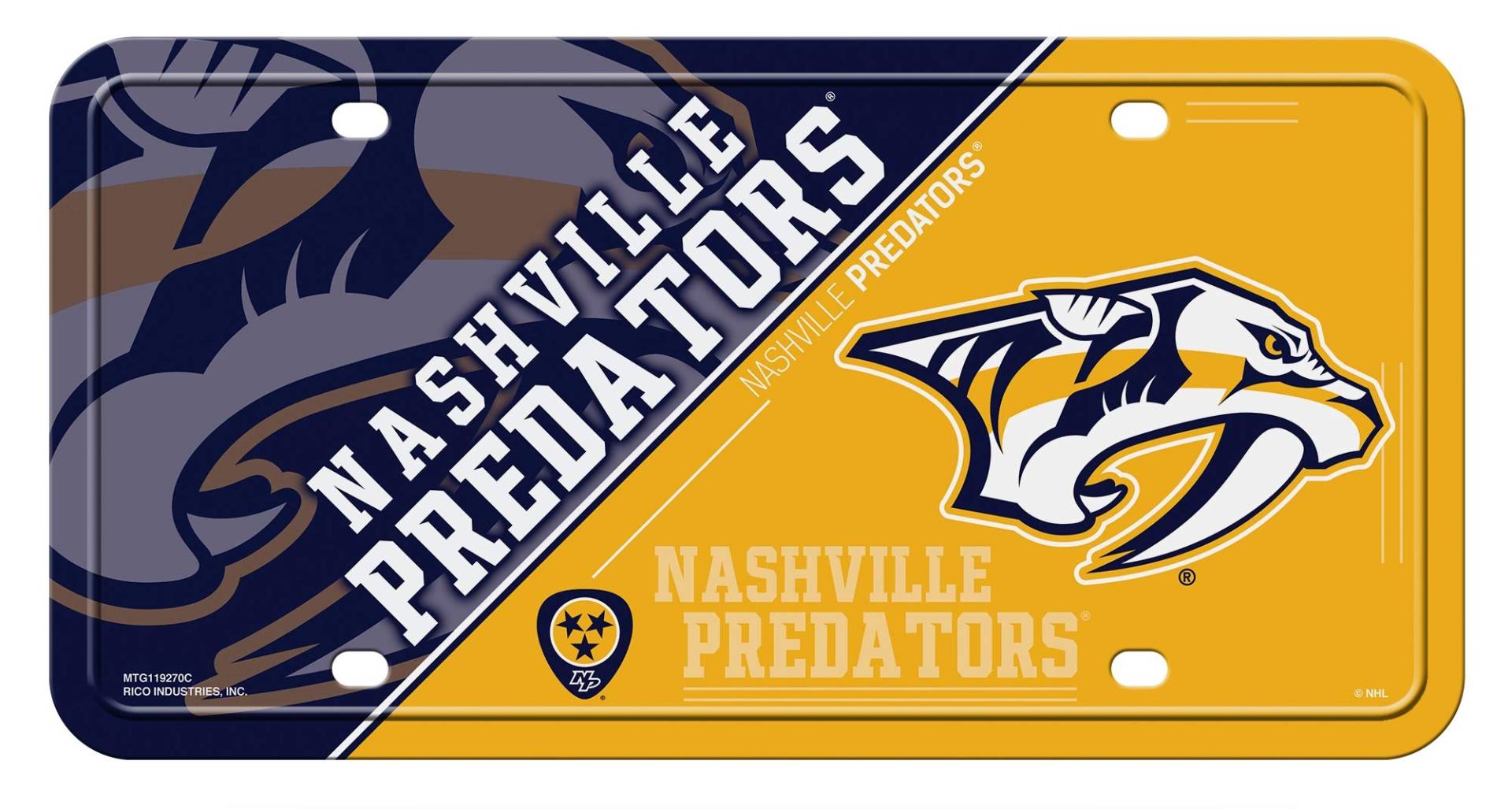 Rico Industries NHL Nashville Predators Split Metall Auto Tag 21,6 x 27,9 cm – ideal für LKW, Auto, SUV von Rico Industries