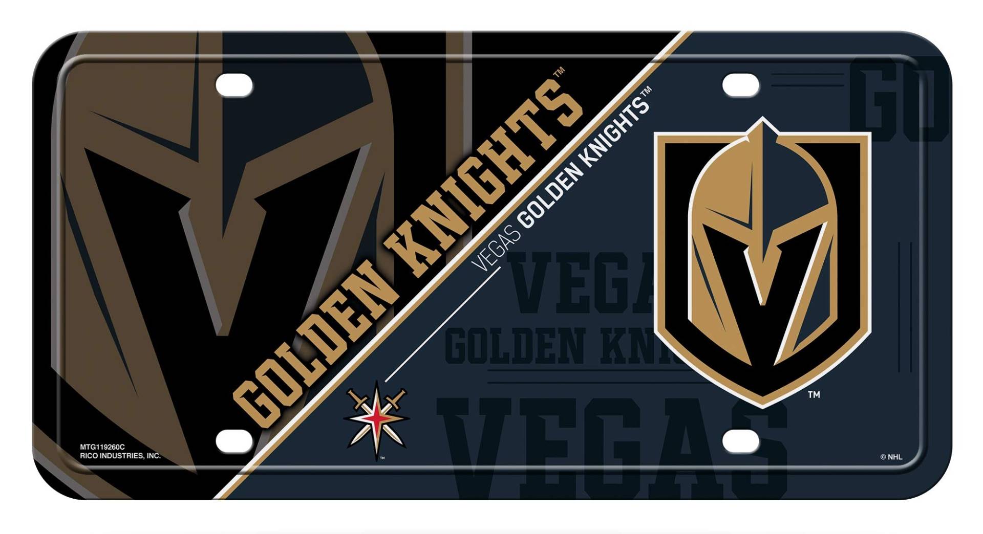 Rico Industries NHL Hockey Vegas Golden Knights Geteilter Metallanhänger, 30,5 x 15,2 cm von Rico Industries