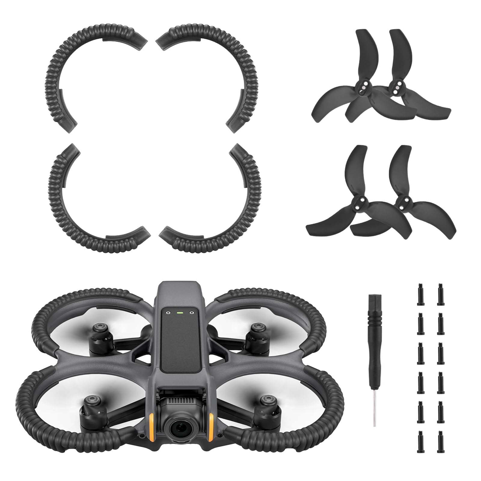 Rienan Propeller Schutzhülle 4 Stück Prop Bumper Anti-Collision Stoßstange Ring Anti-Collision Shockproof Prop Protector für Dji Avata 2 Fly More Combo Zubehör mit 2 Paar Spiralmessern von Rienan