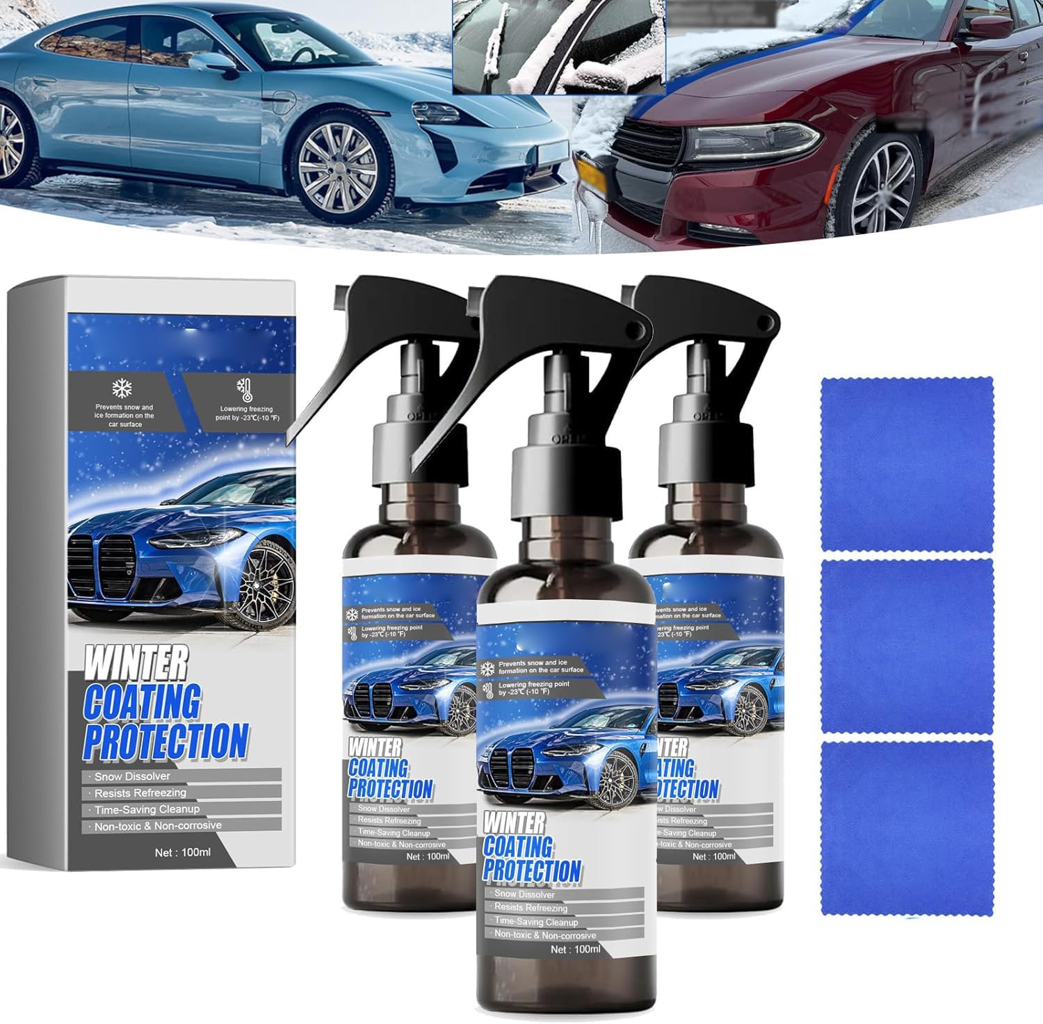 Car Windshield Snow Melting Coating Spray,2025 New Deicer Spray for Car Windshield,De Icer for Car Windshield,Windshield Spray for Ice & Snow,Windshield Deicer Spray Suitable for All Cars (3 Pcs) von Rietoiu