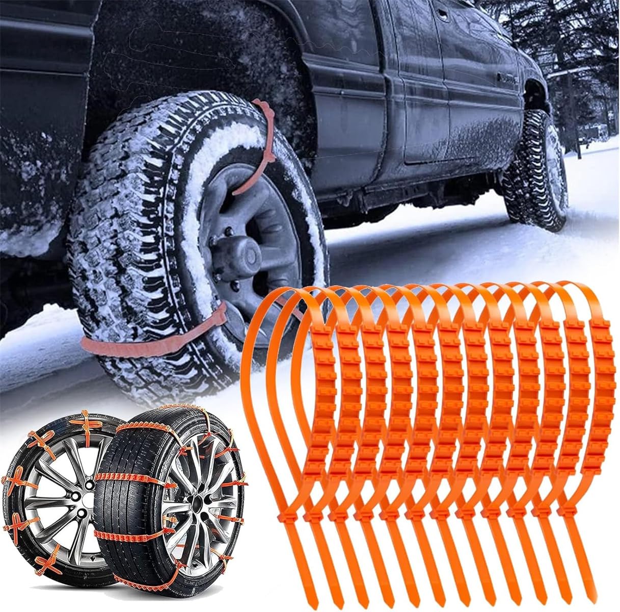 Tire Zip Ties For Snow,Anti Skid Tire Socks For Snow,Tire Chain,Tire Chains For Pickup Trucks,Snow Zip Ties For Tires,Car Tire Snow Chains Zip Tie, Snow Tire Straps,Snow Removal Device (10 Pcs) von Rietoiu