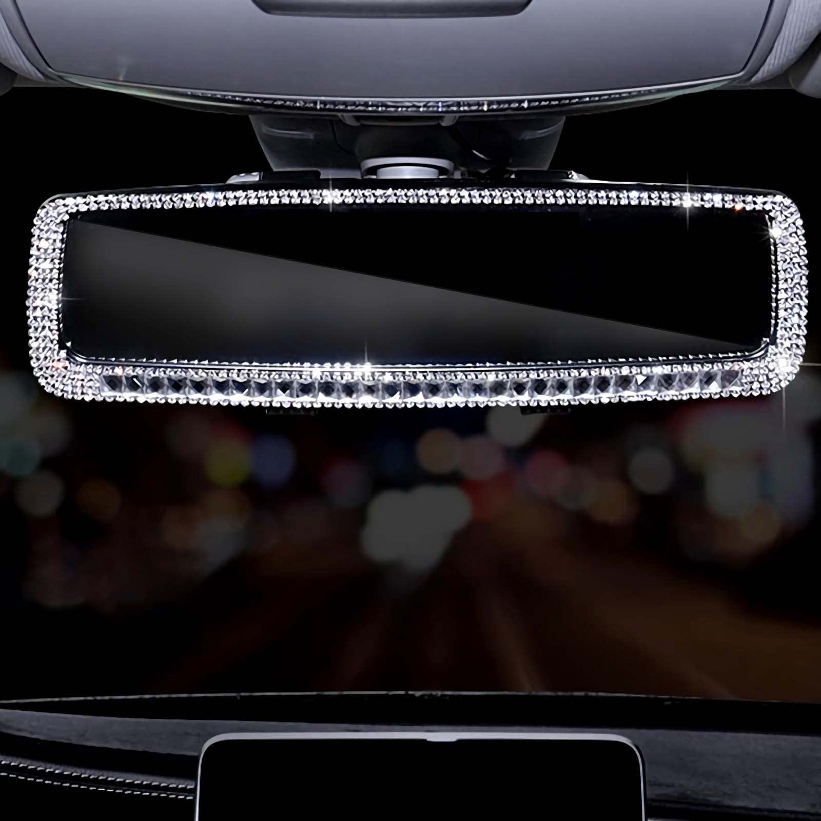 Rigrer Bling Auto Rückspiegel Zubehör für Frauen Herren, Universal Kristall Diamant Strass Auto Rückspiegel Abdeckung Styling Innendekoration Auto Innenverkleidung für Mädchen Geburtstagsgeschenk von Rigrer