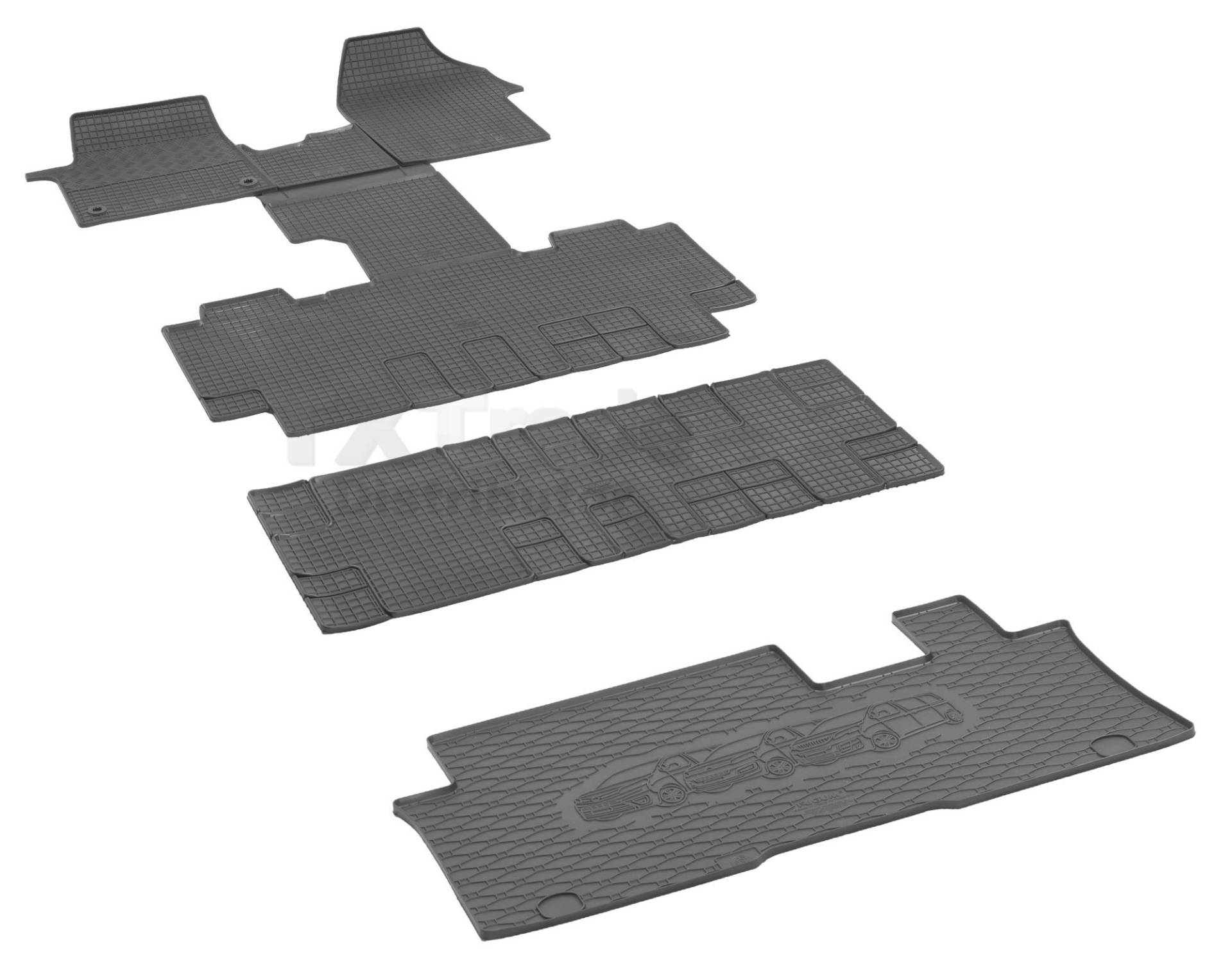 Passende Gummimatten und Kofferraumwanne Set geeignet für Toyota Proace 8-Sitzer ab 2016 L2ein Satz + Gurtschoner von Rigum