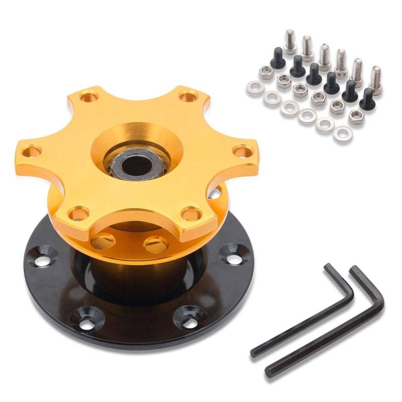 Auto Lenkrad Schnellspanner Nabe Universal Racing/Rallye/Motorsport Boss Hub Lenkrad Anpassung (Gold) von Riloer