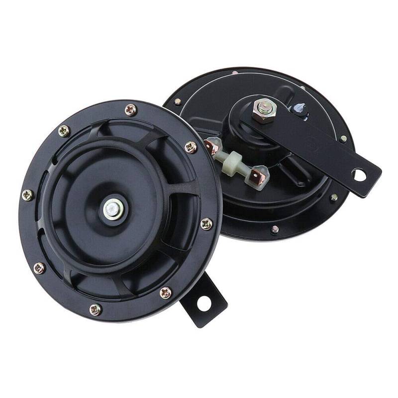 Autohupe Super Loud High und Low Twin Horn Kit, Riloer 118-139 dB Schwarz 12V Car Siren Dual Tone Elektropumpe Laute Lufthupe für Autos Auto Motorräder Boote SUV ect von Riloer