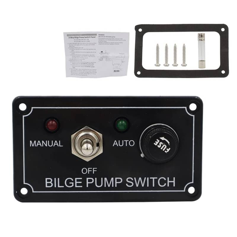 Riloer 12V 5A 3-Wege-Bilgenpumpen-Schalttafel, Fahrzeug- und Schiffsmodifikation Schalttafel-Rocker, Marine Bilge Pump Switch Panel Manual-Off-AUT mit Anzeige, für Fahrzeug LKW Boot Yacht von Riloer