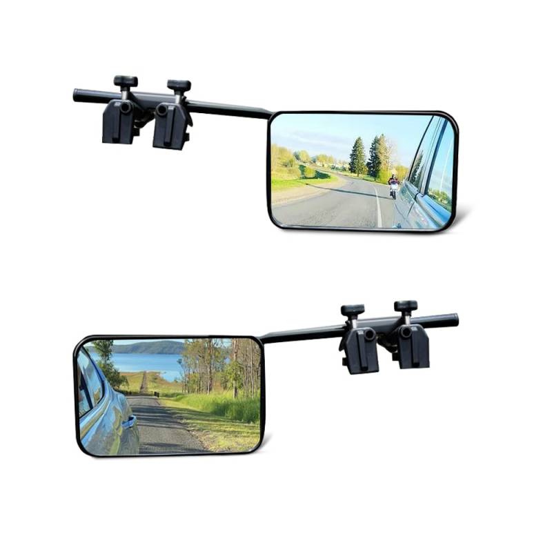 Riloer 2pcs Auto-Abschleppspiegel mit verstellbarer Montagehalterung, Wohnwagenanhänger Dual-View-Abschleppspiegel, Verlängerung Abschleppaußenspiegel, aufsteckbarer Seitenspiegel von Riloer