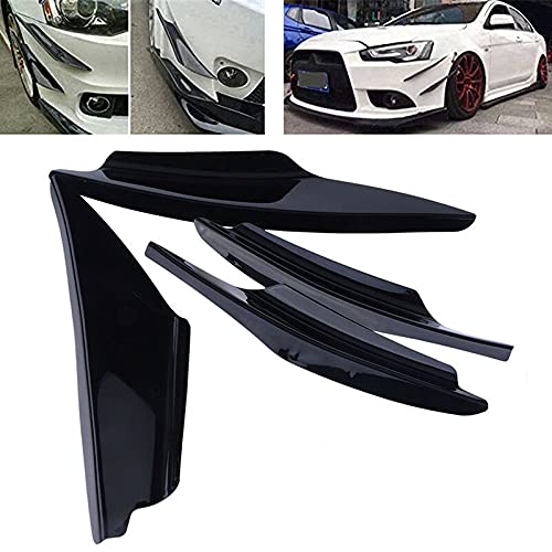 Riloer 4 Stück Auto Frontspoiler Fahrzeugstoßstange Carbon Frontspoiler Splitter Außenemblem Set Schwarz von Riloer