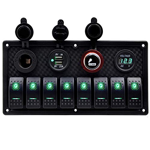 Riloer 8 Gang Rocker Switch On Off Panel Switch Überlastgeschützter USB-Voltmeter für Bootsauto von Riloer