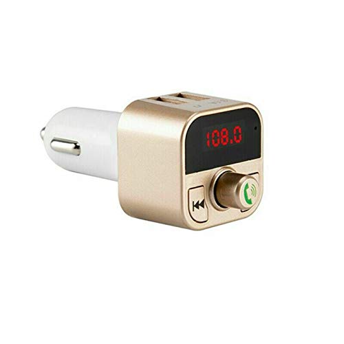 Riloer Bluetooth FM Transmitter für Auto, Bluetooth 4.2 FM Radio Audio Adapter, Autoladegerät für MP3 Player mit 2 USB Ladeports, Schwarz oder Gold von Riloer