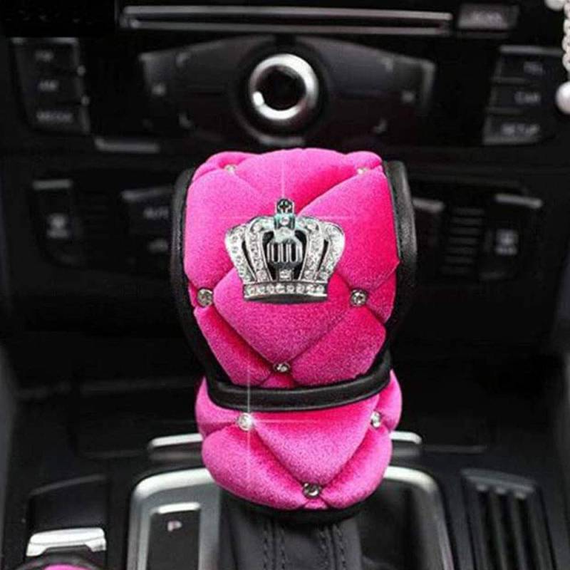 Riloer Schutzabdeckungsset Universal Queen's Lenkradabdeckung für Frau Auto Sicherheitsgurt Shouldads Schaltabdeckung Bling Crown Decor Car von Riloer