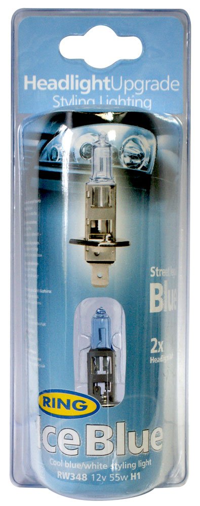 Ring Automotive IceBlue Halogen-Scheinwerferbirne RW348, 12 Volt, 55 Watt, H1 P14,5s von Ring