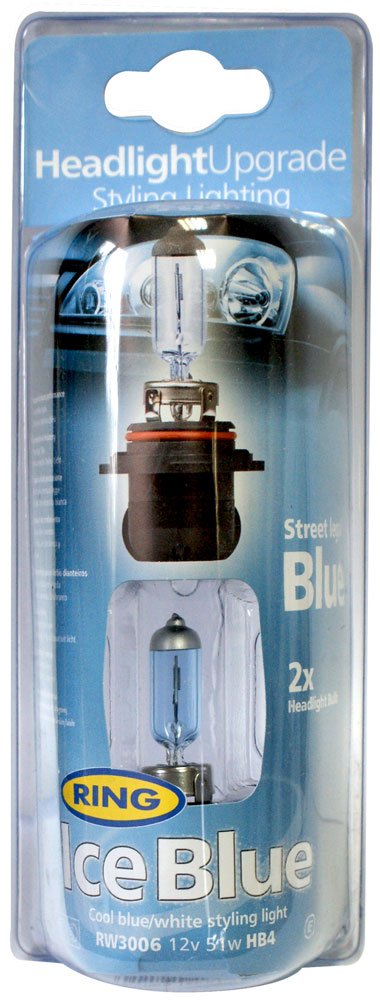 Ring Automotive RW3006 Halogenscheinwerferbirne, 12 Volt, 51 Watt, HB4 P22d, Ice Blue von Ring